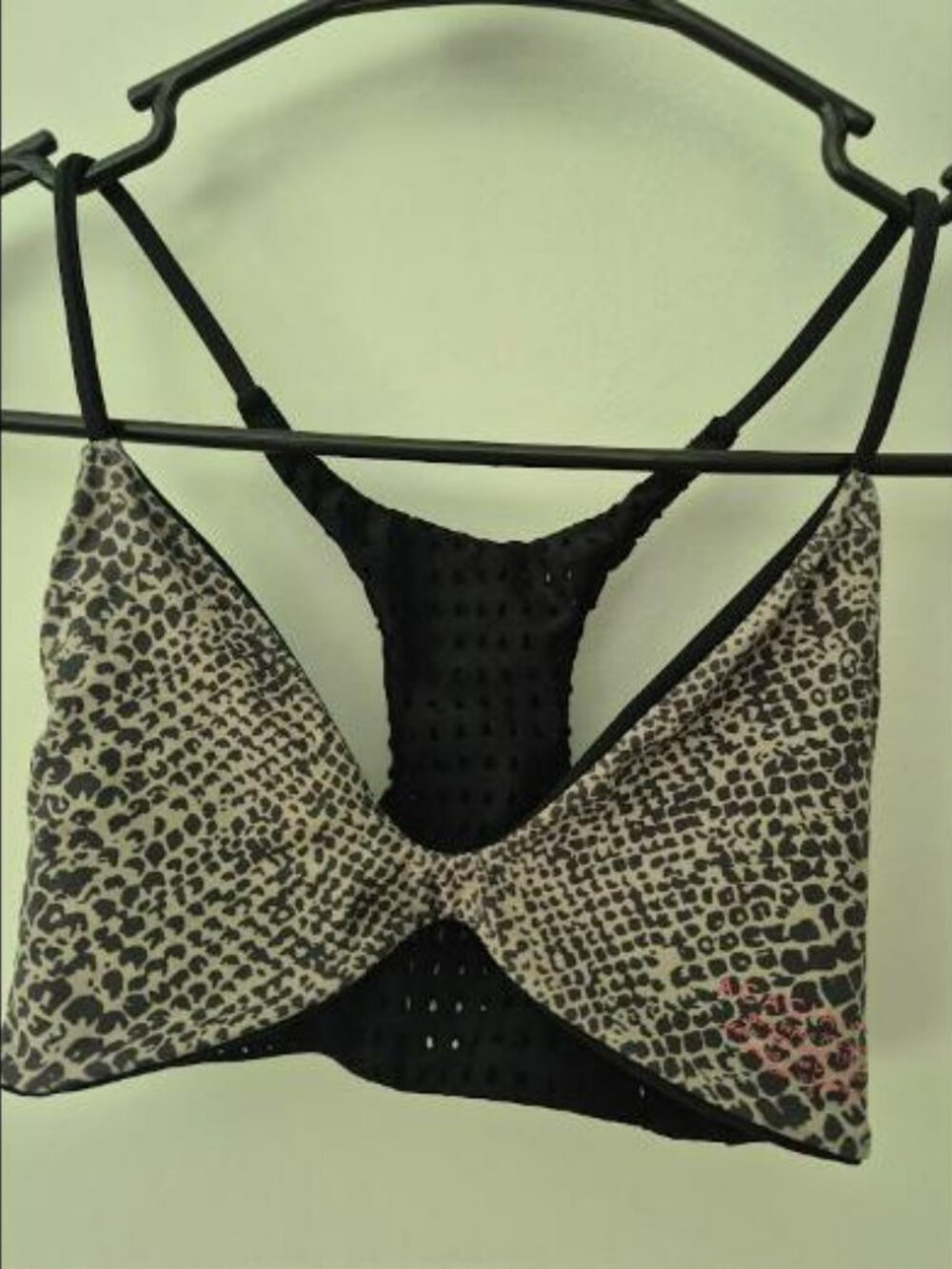 ACACIA Swimwear Reversible Black Leopard Mesh Bralette Top Sz S